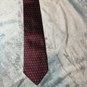 Edwards Signature Burgundy Tie with White Accents - 100% Silk